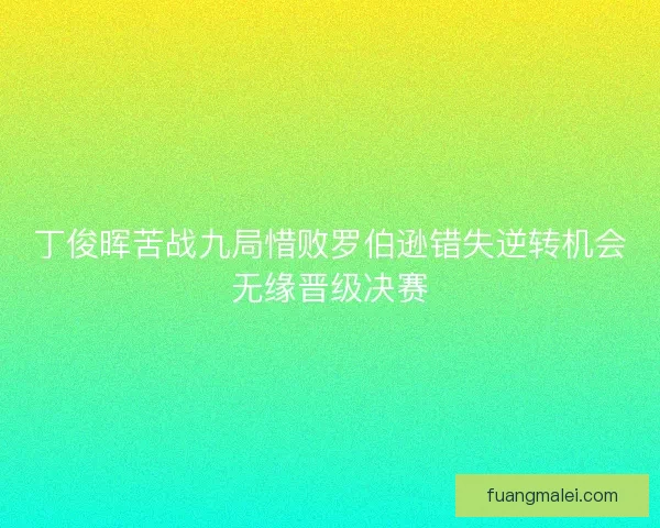 丁俊晖苦战九局惜败罗伯逊错失逆转机会无缘晋级决赛