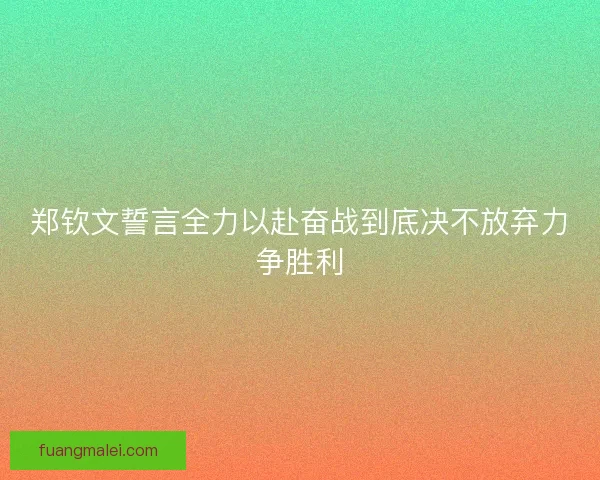 郑钦文誓言全力以赴奋战到底决不放弃力争胜利