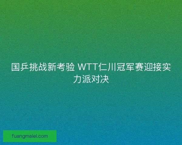 国乒挑战新考验 WTT仁川冠军赛迎接实力派对决