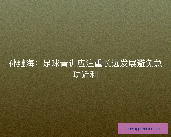 孙继海:足球青训应注重长远发展避免急功近利 孙继海:足球青训应注重长远发展避免急功近利